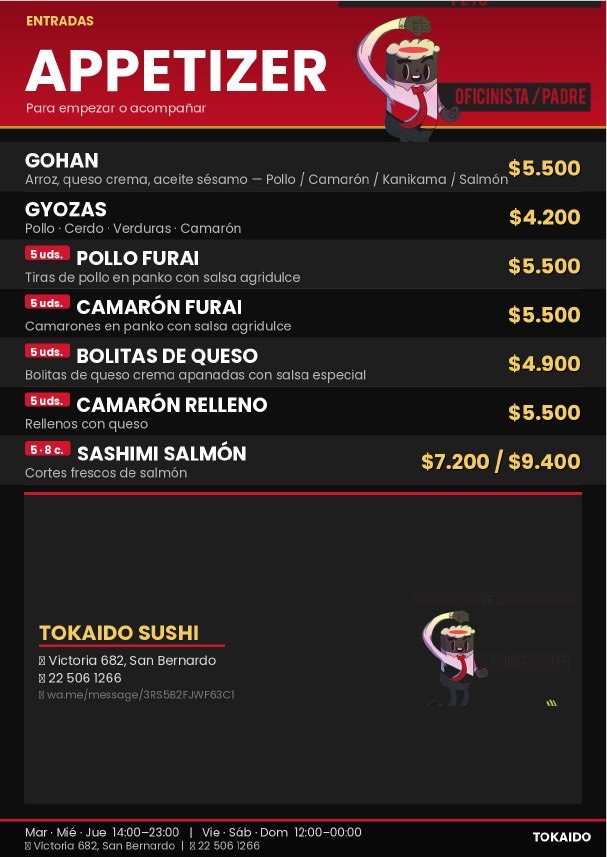 Carta Tokaido Sushi 2026, página 3